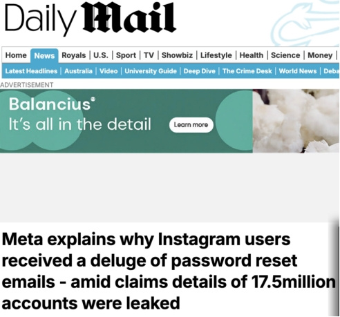 Meta澄清Instagram&ldquo;密码重置风暴&rdquo;因系统漏洞所致，否认发生数据泄露